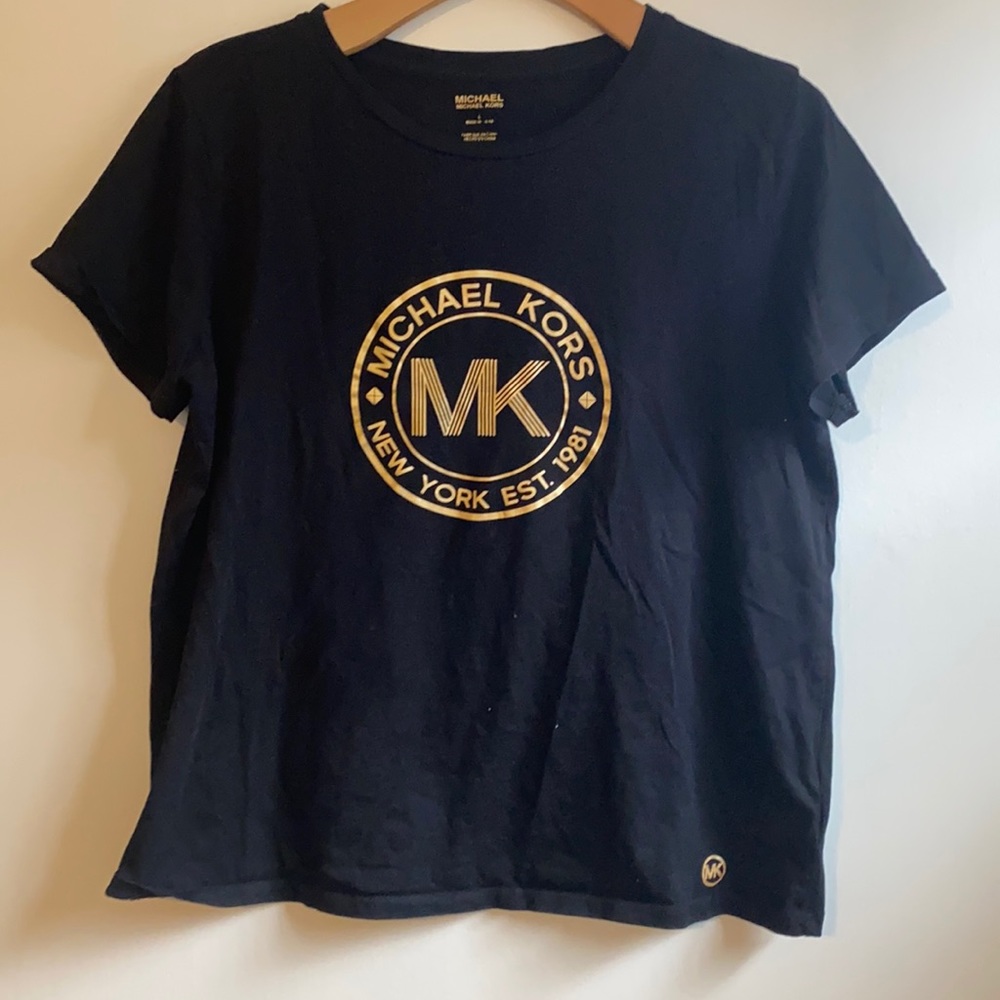 Michael Kors Logo Tee- Black and Gold